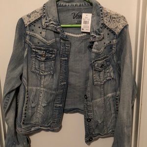 Adorable lace and tattered women’s Jean jacket